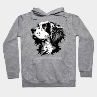 Stunning and Cool English Setter Monochrome and Gold Portrait for Father's Day Hoodie